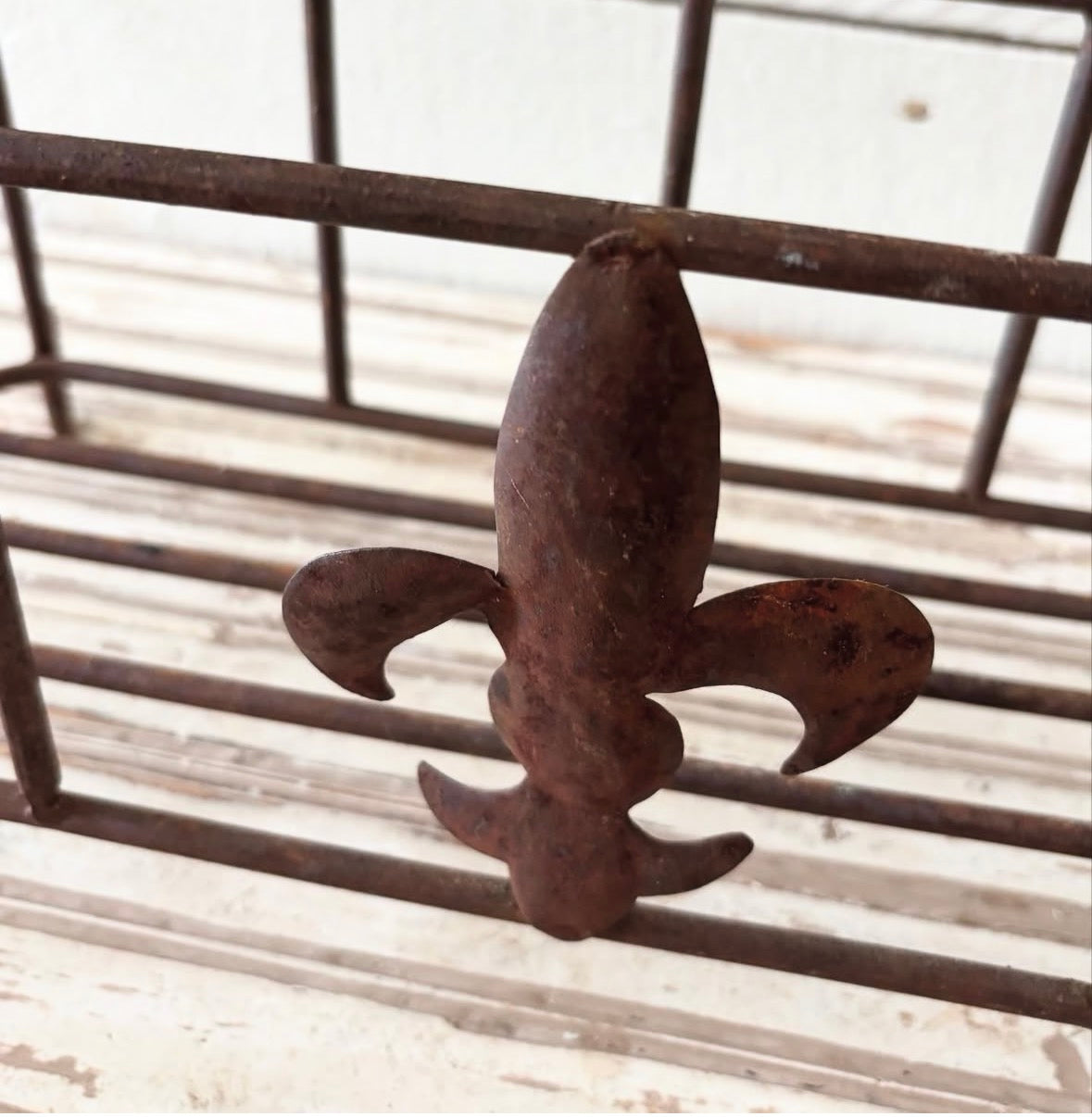 Vintage Fleur de Lis Metal Planter