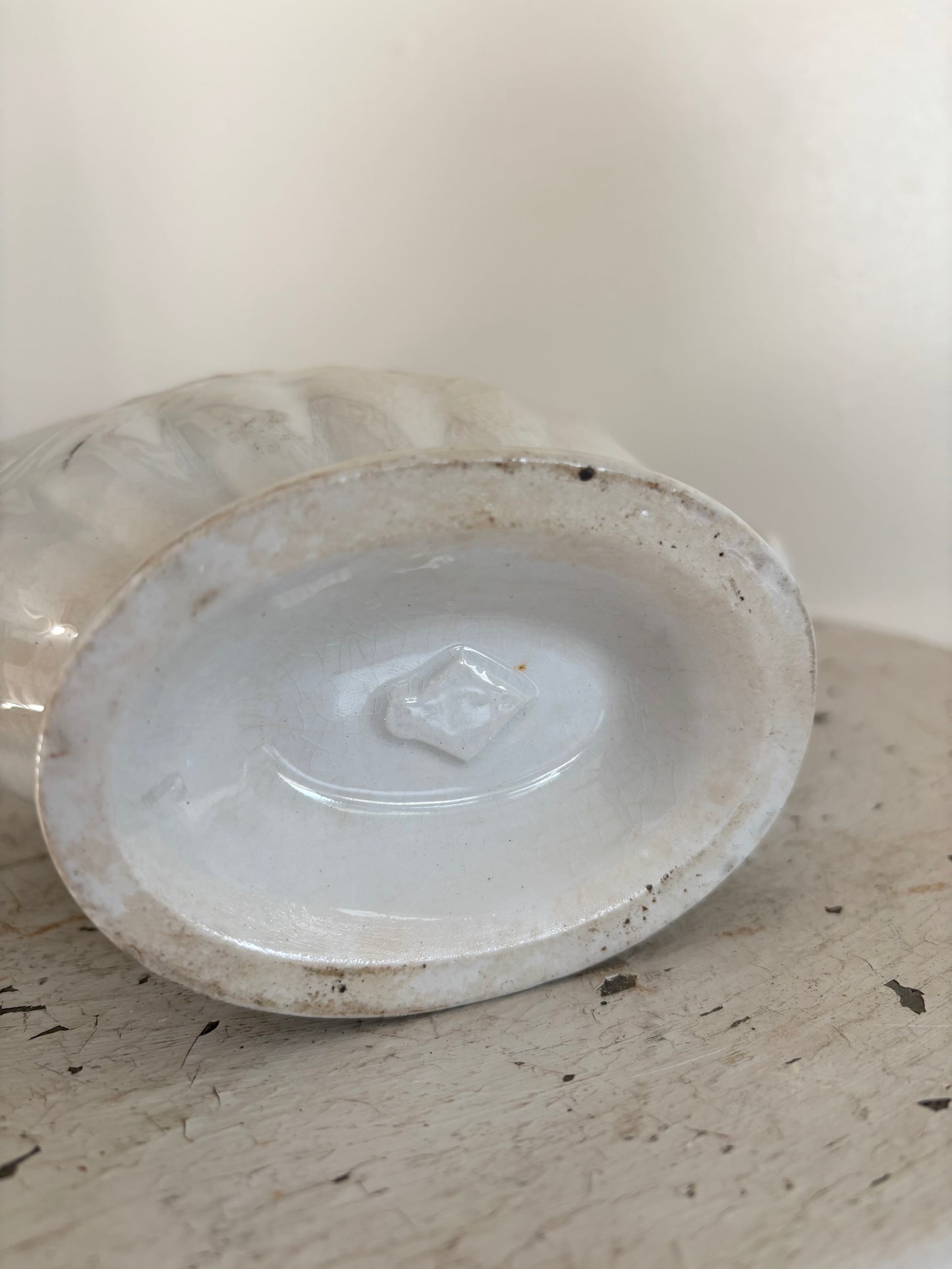 Antique Stained & Crazed Ironstone Gravy Boat