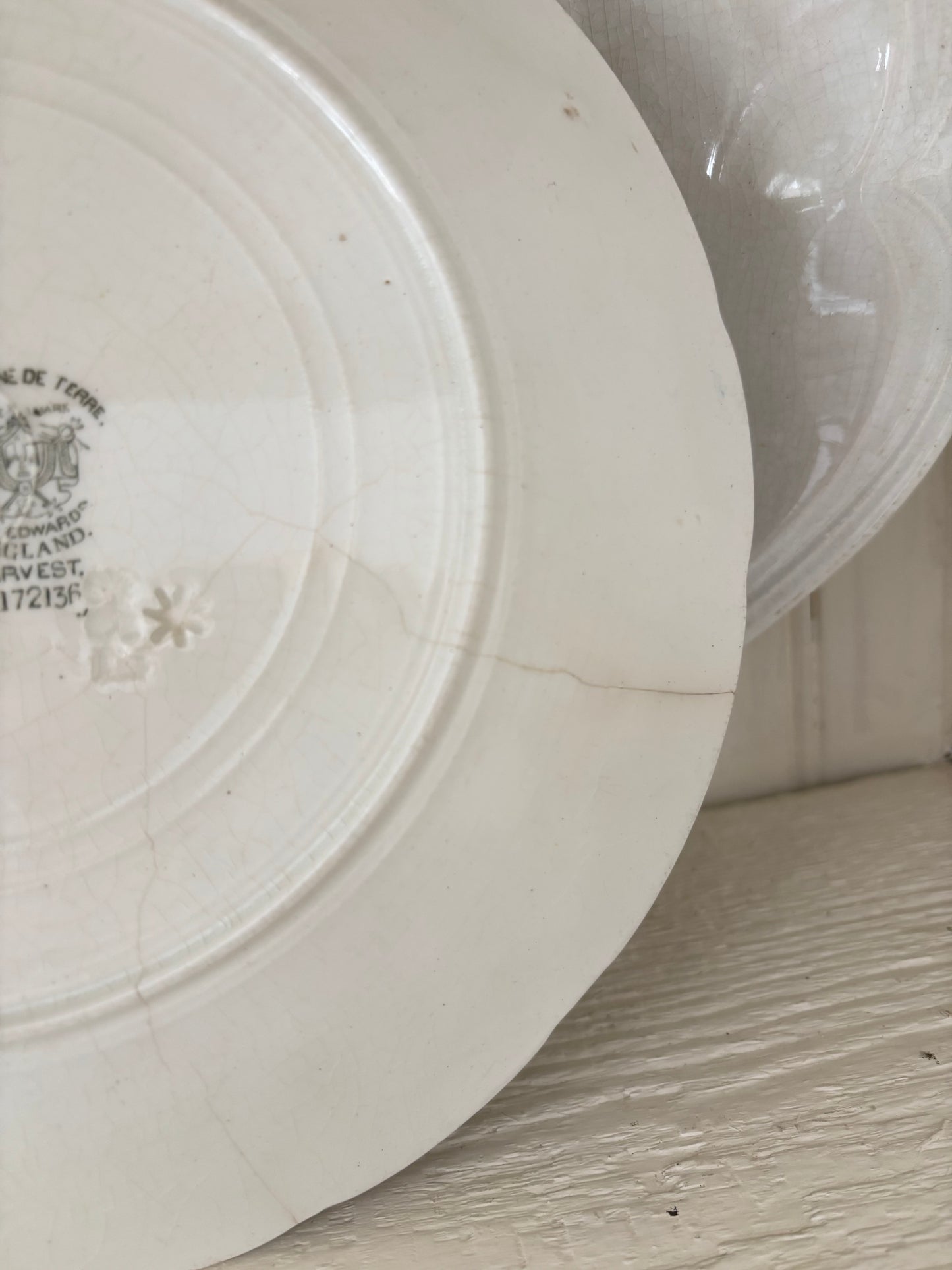 John Edwards Green Transferware Ironstone Plate