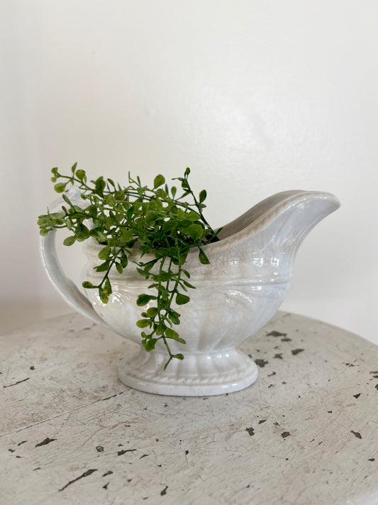 Antique Stained & Crazed Ironstone Gravy Boat
