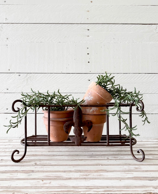 Vintage Fleur de Lis Metal Planter
